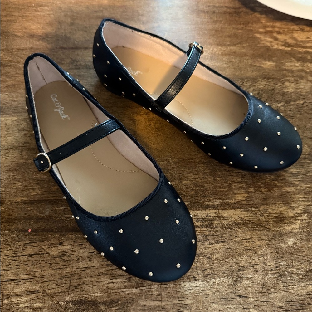 Cat & Jack Black Flats with Stud Details